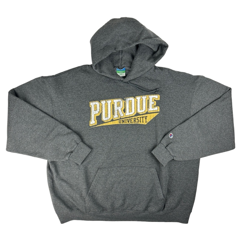 Purdue University Hoodie Men's XXL Hooded Sweatshirt‎ Gray Champion Eco Fleece